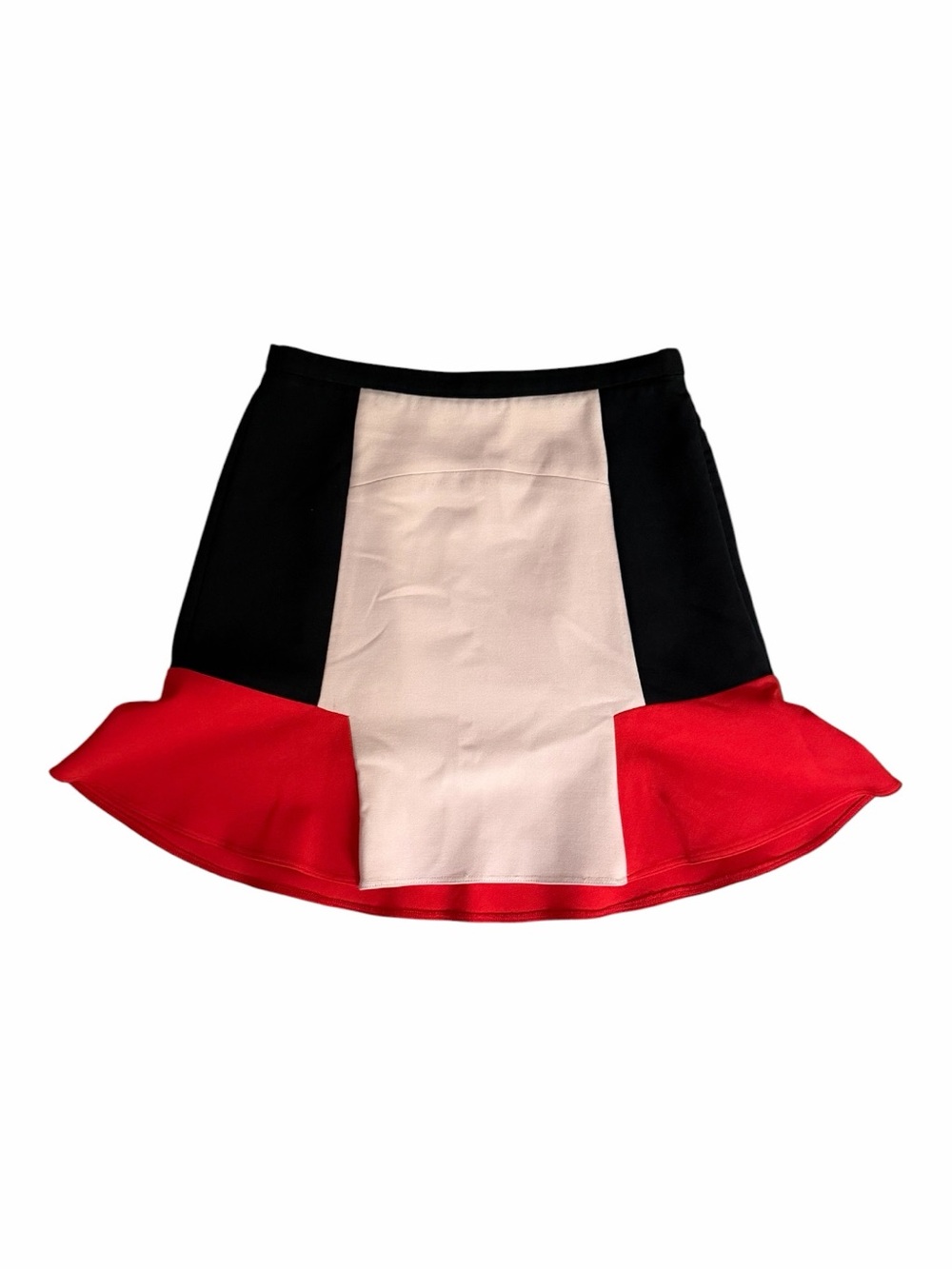Zara Colorblock Red Orange, Black & pink Cream Flounce Skirt XS